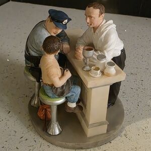 Norman Rockwell Figurine Group in White, Blue, Green, Brown